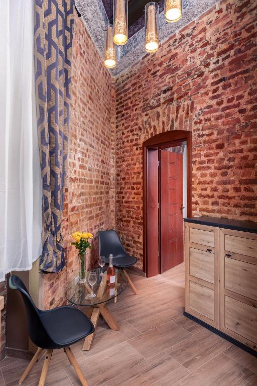 Historic brick interior details at Villa Sofia