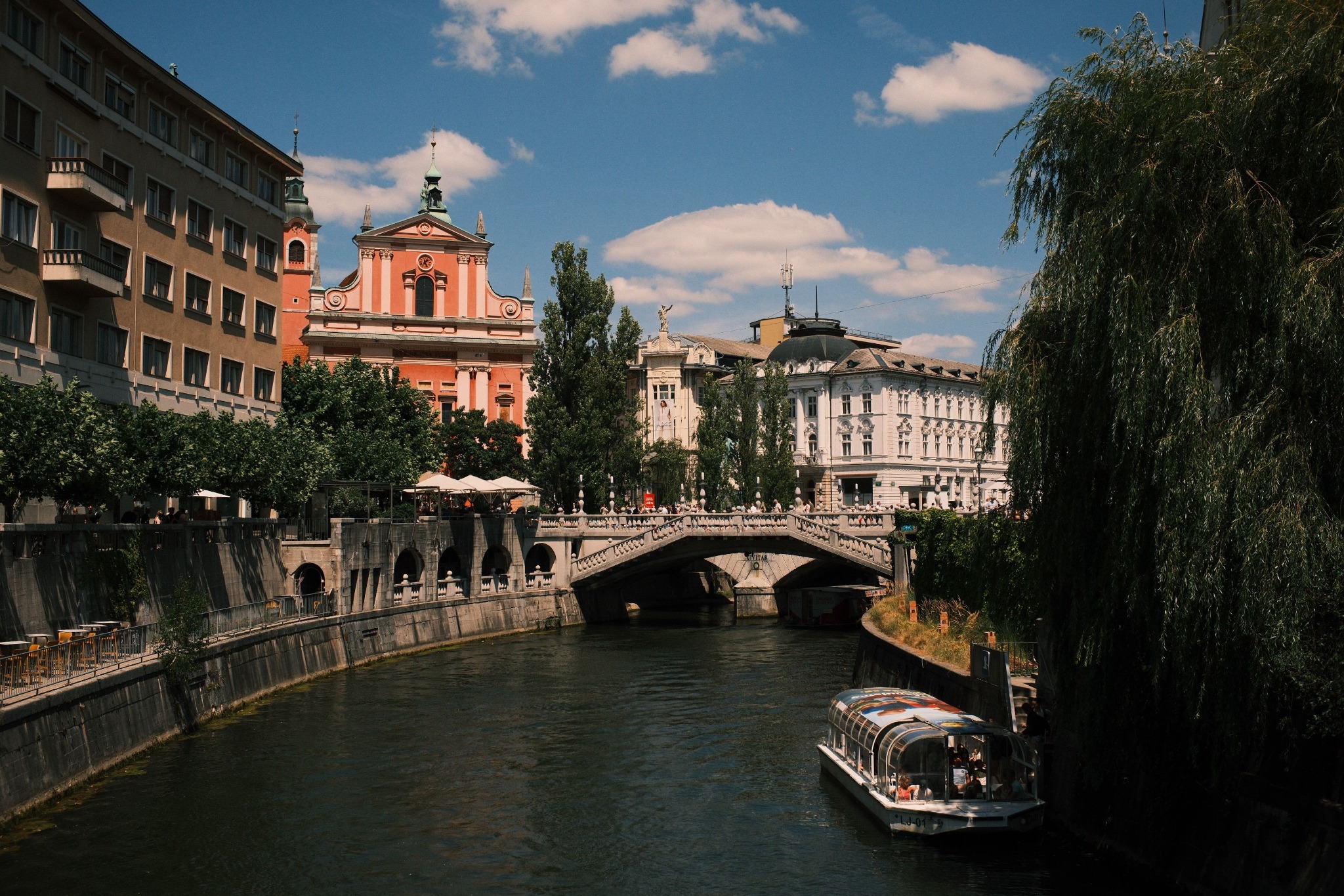 Ljubljana city centre and the Triple Bridge